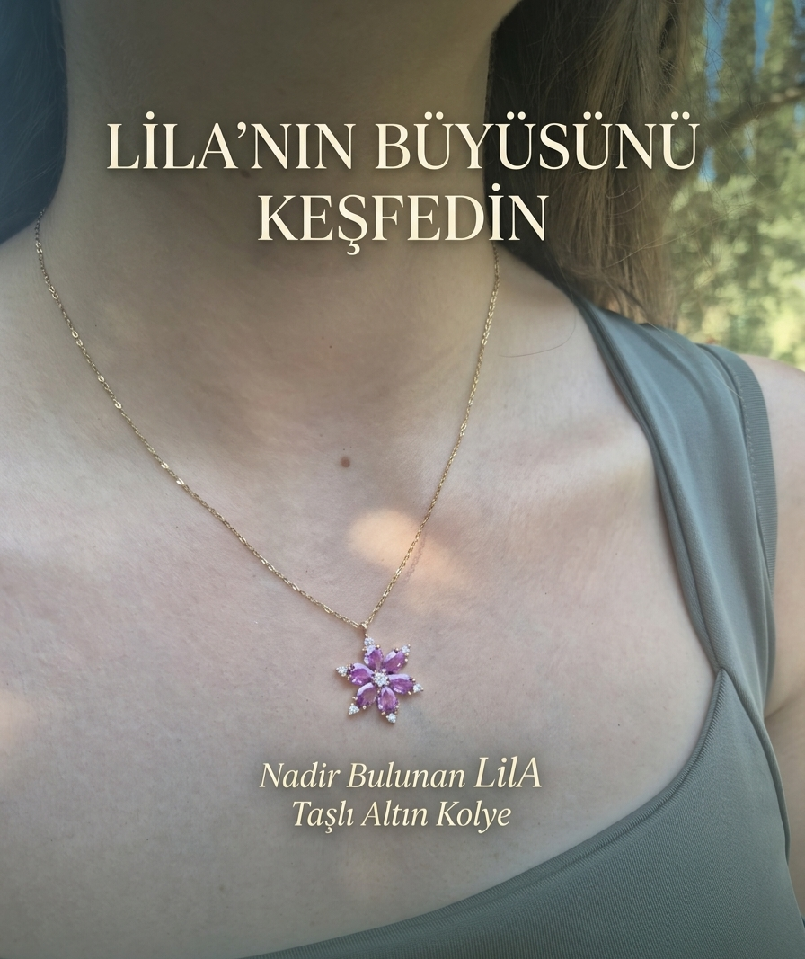 Lotus Kamelya Çiçeği Lila Renkli Çelik Kolye